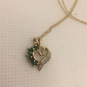 10k Gold Heart 💜 Pendant w/Emeralds&Diamonds